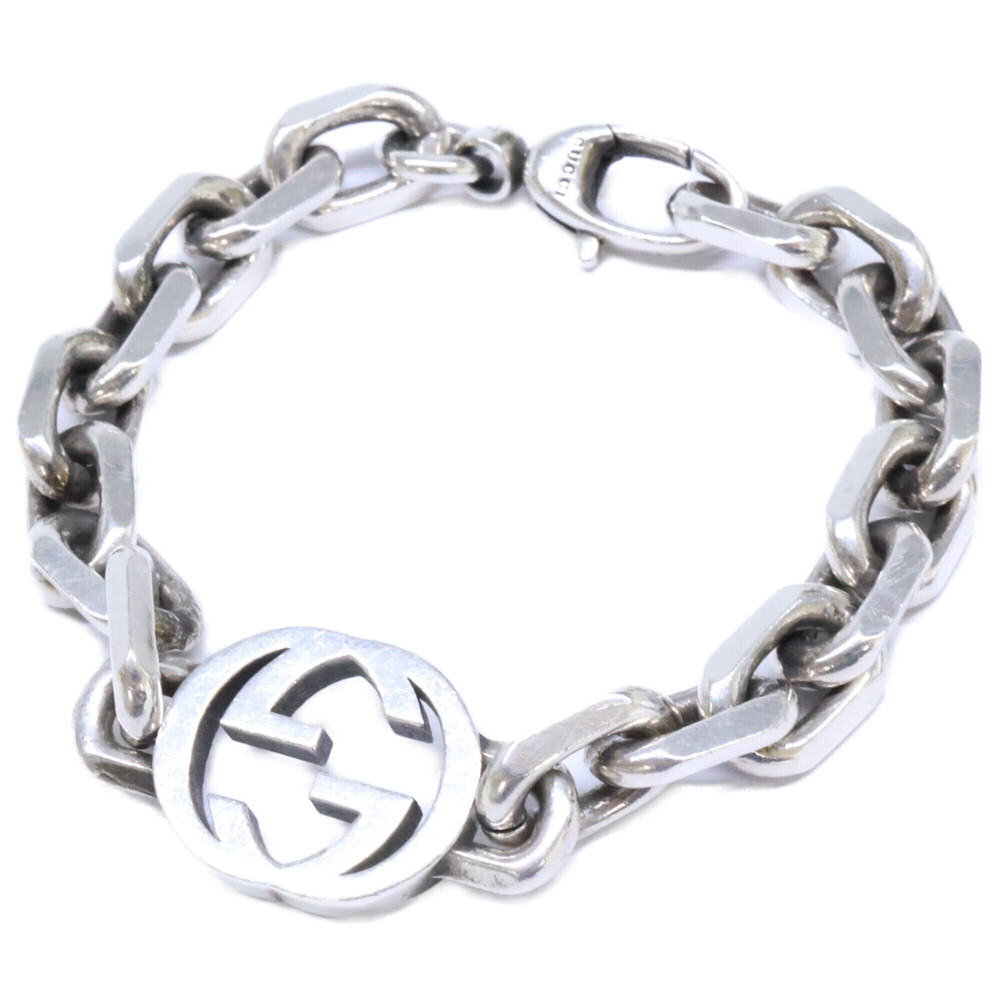 GUCCI Ag925 Interlocking G Bracelet, Silver, Men's